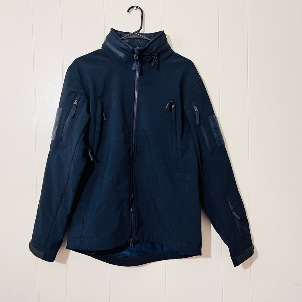 Condor Mens Summit Soft Shell Full Zip Jacket Navy Blue Zip Pockets Size S